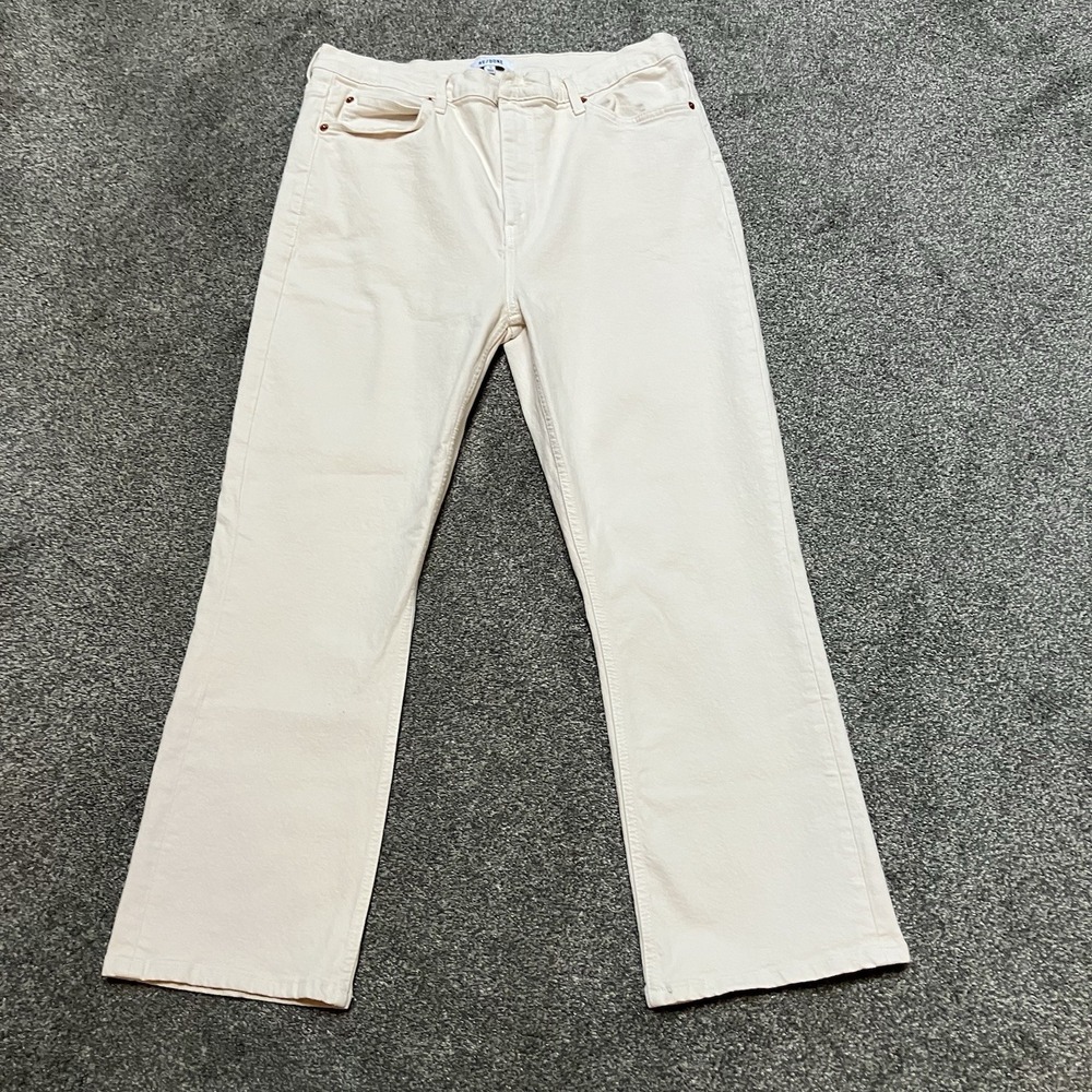RE/DONE Jeans Size 32 Ivory Denim High Waisted‎ 70s Crop Boot Cut Women's
